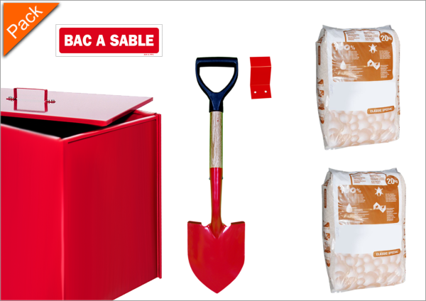 Pack Parking Bac à sable 100 litres + Pelle + Absorbant + Support +  Panneau