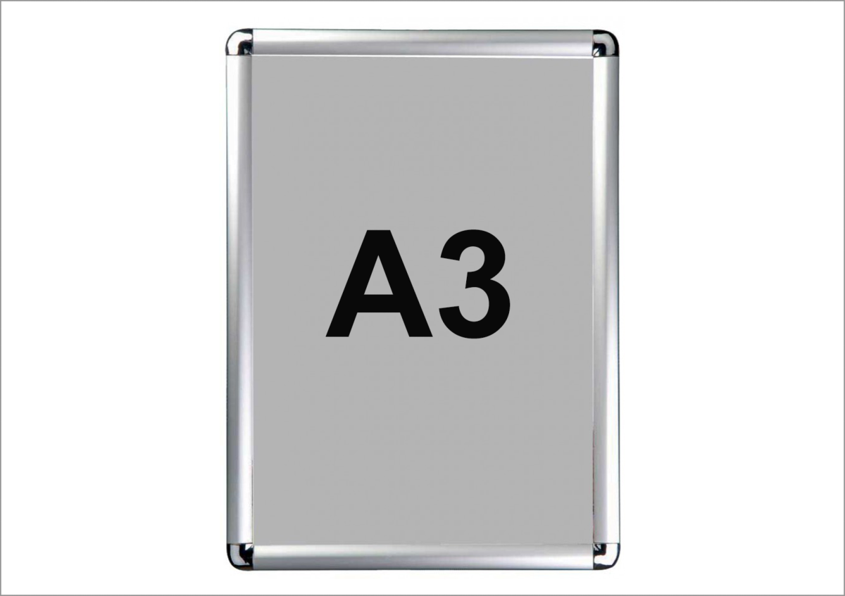 Cadre D'Affichage A3 Aluminium - Système Clic-Clac - Avec Affiche Pass Sanitaire - Intérieur/Extérieur