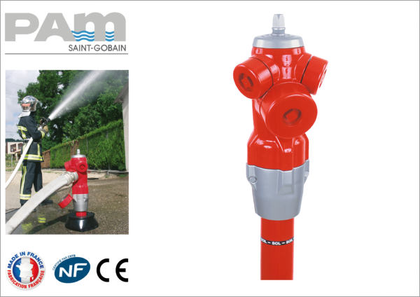 Poteau Incendie Non-Renversable (1 DN 100 et 2 x DN 65) - ATLAS PAM SAINT GOBAIN